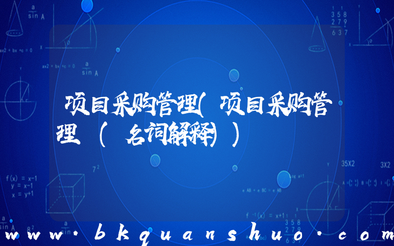 项目采购管理(项目采购管理 (名词解释))